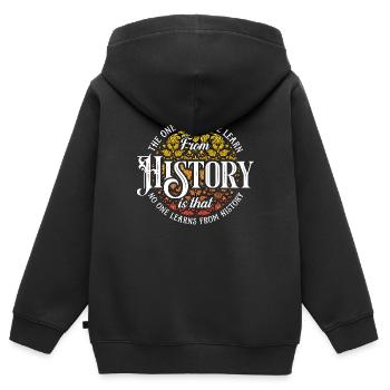 Historien La seule leçon que nous recherchons Historiens - Sweat Premium à capuche zippé enfant bio - noir - Dos - AI Model Kid Male (0cm)