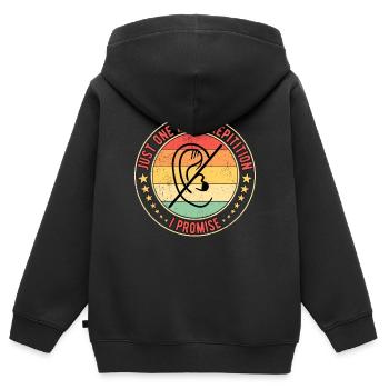 Perte auditive sourde sourde - Sweat Premium à capuche zippé enfant bio - noir - Dos - AI Model Kid Male (0cm)