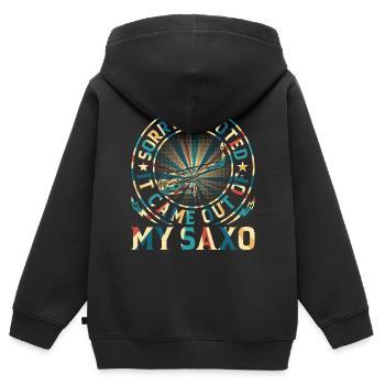 Désolé d’avoir dit qu’il est sorti de mon saxophone - saxophones - Sweat Premium à capuche zippé enfant bio - noir - Dos - AI Model Kid Male (0cm)