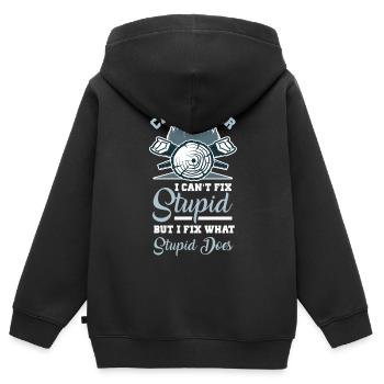 Charpentiers, menuisiers, menuisiers - Sweat Premium à capuche zippé enfant bio - noir - Dos - AI Model Kid Male (0cm)