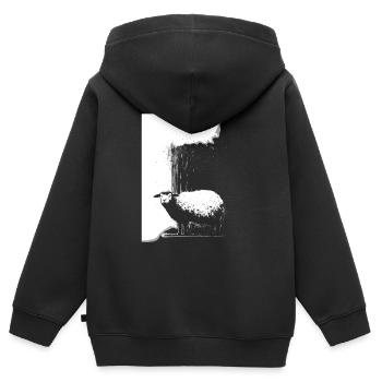 Schaf Schablone Art.-nr - Kinder Premium Organic Zip Hoodie - Schwarz - Hinten - AI Model Kid Male (0cm)