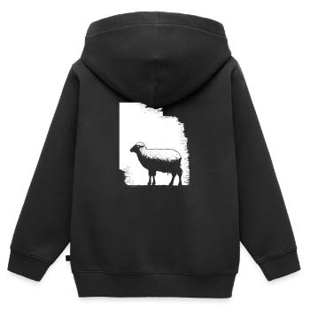 Schaf Schablone Art.-nr - Kinder Premium Organic Zip Hoodie - Schwarz - Hinten - AI Model Kid Male (0cm)