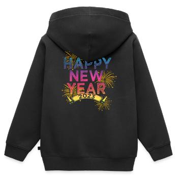 Neujahr 2023 Silvester Happy New Year - Kinder Premium Organic Zip Hoodie - Schwarz - Hinten - AI Model Kid Male (0cm)