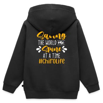 Chiropractic Saving The World Massage Chiropractor - Kids Premium Organic Zip-up Hoodie - black - Back - AI Model Kid Male (0cm)