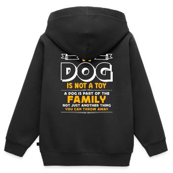 Animaux abandonnés Un chien n’est pas un jouet Animaux sans abri - Sweat Premium à capuche zippé enfant bio - noir - Dos - AI Model Kid Male (0cm)