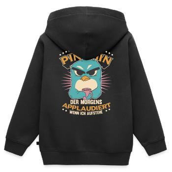 Sarkasmus für Langschläfer - Kinder Premium Organic Zip Hoodie - Schwarz - Hinten - AI Model Kid Male (0cm)