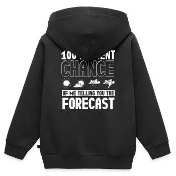 Météorologue, météorologue, prévisions météorologiques - Sweat Premium à capuche zippé enfant bio - noir - Dos - AI Model Kid Male (0cm)