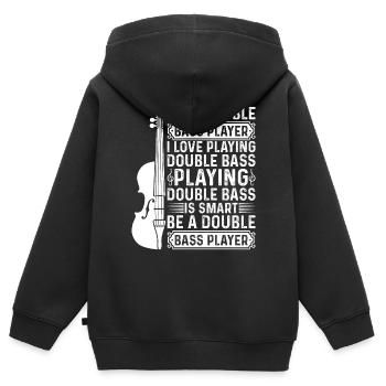 I'm A Double Bass Player - Double Bass Double Bass - Kinder Premium Organic Zip Hoodie - Schwarz - Hinten - AI Model Kid Male (0cm)