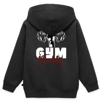 N’ABANDONNE JAMAIS ABANDONNER, COPAIN DE GYM - Sweat Premium à capuche zippé enfant bio - noir - Dos - AI Model Kid Male (0cm)
