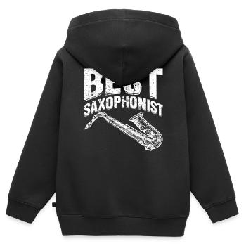 Best Saxophonist Saxophone Instrument Sax Musician - Kinder Premium Organic Zip Hoodie - Schwarz - Hinten - AI Model Kid Male (0cm)