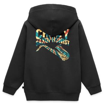 Saxophoniste fou Saxophoniste Musicien Saxophone Instrument Saxo - Sweat Premium à capuche zippé enfant bio - noir - Dos - AI Model Kid Male (0cm)