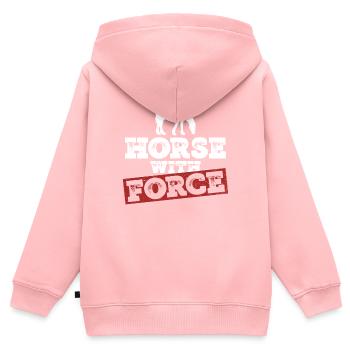 Pieds géants Cheval Clyadesdale - Sweat Premium à capuche zippé enfant bio - rose - Dos - AI Model Kid Female (0cm)