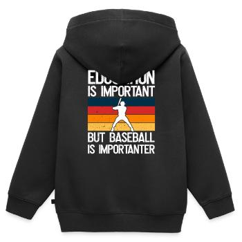 Bildung Ist Wichtig, Aber Baseball Ist wichtiger - Kinder Premium Organic Zip Hoodie - Schwarz - Hinten - AI Model Kid Male (0cm)