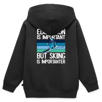 Bildung Ist Wichtig, Aber Ski Ist wichtiger - Kinder Premium Organic Zip Hoodie - Schwarz - Hinten - AI Model Kid Male (0cm)