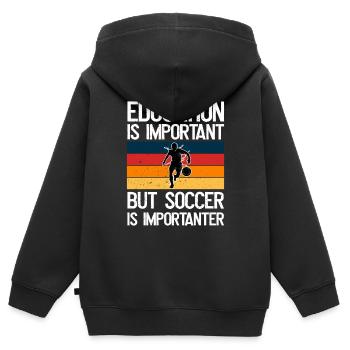 Bildung Ist Wichtig, Aber Soccer Ist wichtiger - Kinder Premium Organic Zip Hoodie - Schwarz - Hinten - AI Model Kid Male (0cm)