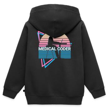 Codeur médical Rétro - Sweat Premium à capuche zippé enfant bio - noir - Dos - AI Model Kid Male (0cm)