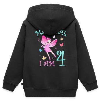 Feen Kinder Geburtstag 4 Jahre Mädchen Fee - Kinder Premium Organic Zip Hoodie - Schwarz - Hinten - AI Model Kid Male (0cm)