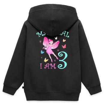 Feen Kinder Geburtstag 3 Jahre Mädchen Fee - Kinder Premium Organic Zip Hoodie - Schwarz - Hinten - AI Model Kid Male (0cm)