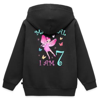 Feen Kinder Geburtstag 7 Jahre Mädchen Fee - Kinder Premium Organic Zip Hoodie - Schwarz - Hinten - AI Model Kid Male (0cm)