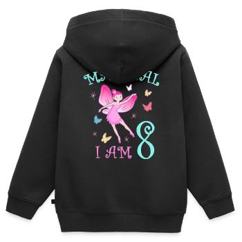 Feen Kinder Geburtstag 8 Jahre Mädchen Fee - Kinder Premium Organic Zip Hoodie - Schwarz - Hinten - AI Model Kid Male (0cm)