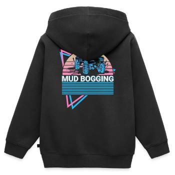 Boue Embourbage Rétro - Sweat Premium à capuche zippé enfant bio - noir - Dos - AI Model Kid Male (0cm)