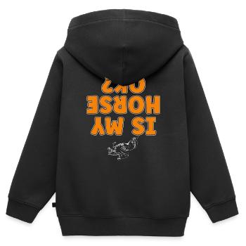 Show Jumping Is My Horse Okay Equine Show Jumper - Kinder Premium Organic Zip Hoodie - Schwarz - Hinten - AI Model Kid Male (0cm)