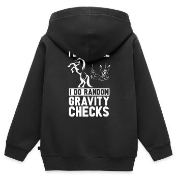 Saut d’obstacles Je ne tombe pas Je fais des chevaux Saut d’obstacles - Sweat Premium à capuche zippé enfant bio - noir - Dos - AI Model Kid Male (0cm)