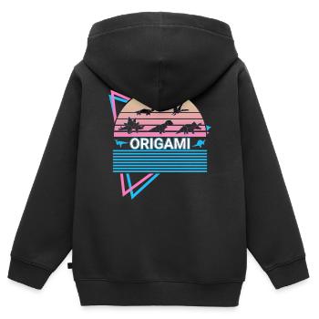 Origami Retro Japanisch Falten - Kinder Premium Organic Zip Hoodie - Schwarz - Hinten - AI Model Kid Male (0cm)