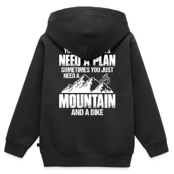 Mountainbiker, Mountainbike - Kinder Premium Organic Zip Hoodie - Schwarz - Hinten - AI Model Kid Male (0cm)
