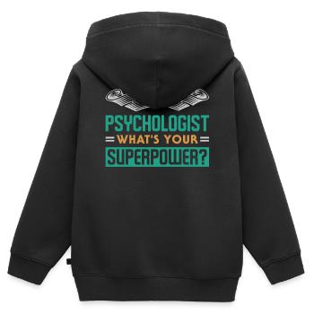 Psychologe - Kinder Premium Organic Zip Hoodie - Schwarz - Hinten - AI Model Kid Male (0cm)