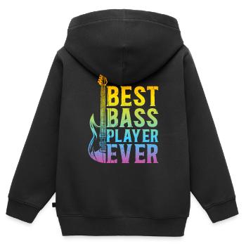 Bass Guitar Player Bass Guitarist - Best Bass Play - Kinder Premium Organic Zip Hoodie - Schwarz - Hinten - AI Model Kid Male (0cm)