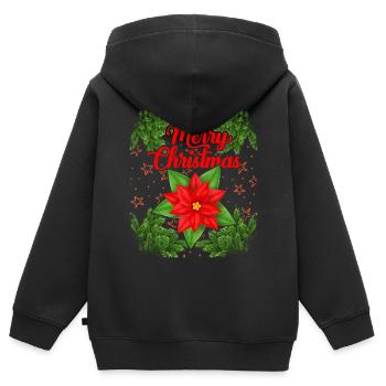 Tannenzweige, Weihnachtsstern, Weihnachts-Motiv - Kinder Premium Organic Zip Hoodie - Schwarz - Hinten - AI Model Kid Male (0cm)