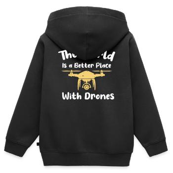 Drone volant, drones, drones, modèles réduits d’avions - Sweat Premium à capuche zippé enfant bio - noir - Dos - AI Model Kid Male (0cm)