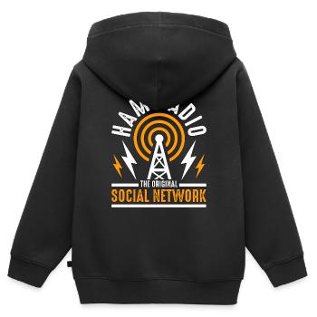 Ham Radio The Original Social Network Radio Tower - Kinder Premium Organic Zip Hoodie - Schwarz - Hinten - AI Model Kid Male (0cm)