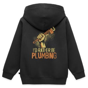 Plombier de plomberie vintage que j’aurais - Sweat Premium à capuche zippé enfant bio - noir - Dos - AI Model Kid Male (0cm)