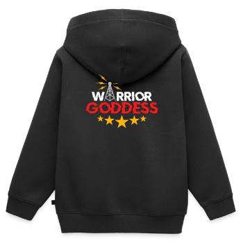 Ham Radio Warrior Goddess Frequency Radio Tower - Kinder Premium Organic Zip Hoodie - Schwarz - Hinten - AI Model Kid Male (0cm)