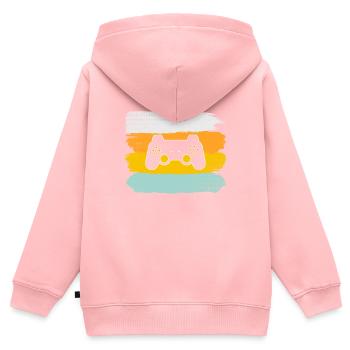 Gaming Retro - Kinder Premium Organic Zip Hoodie - Rosa - Hinten - AI Model Kid Female (0cm)
