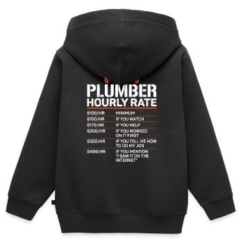 Plombier Plombier Plombier Vintage Plombier - Sweat Premium à capuche zippé enfant bio - noir - Dos - AI Model Kid Male (0cm)