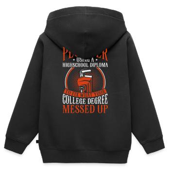 Plombier Plombier Plombier Vintage Plombier - Sweat Premium à capuche zippé enfant bio - noir - Dos - AI Model Kid Male (0cm)