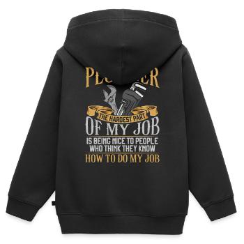 Plombier Plombier Plombier Vintage Plombier - Sweat Premium à capuche zippé enfant bio - noir - Dos - AI Model Kid Male (0cm)