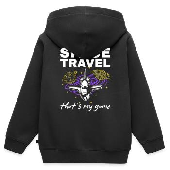 Space Travel That's My Game I Space Ship Aerospace - Kids Premium Organic Zip-up Hoodie - black - Back - AI Model Kid Male (0cm)