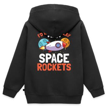 Space Travel Space Ship - I'd Rather Play With Spa - Kids Premium Organic Zip-up Hoodie - black - Back - AI Model Kid Male (0cm)