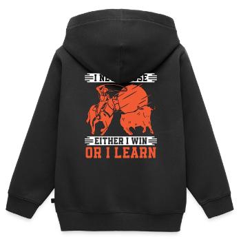 Steer Wrestling I Never Lose Rodeo Tie Down Roping - Sweat Premium à capuche zippé enfant bio - noir - Dos - AI Model Kid Male (0cm)