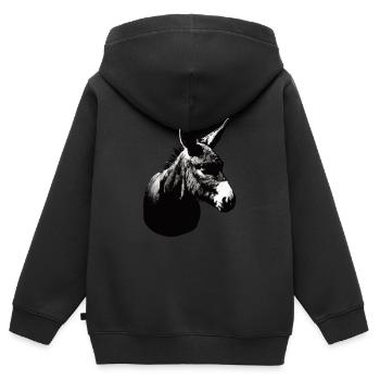 Esel Kunstvoller Schablonendruck - Kinder Premium Organic Zip Hoodie - Schwarz - Hinten - AI Model Kid Male (0cm)