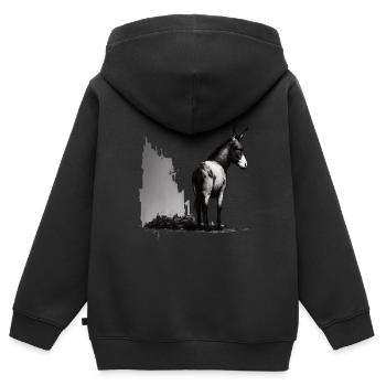 Esel Kunstvoller Schablonendruck - Kinder Premium Organic Zip Hoodie - Schwarz - Hinten - AI Model Kid Male (0cm)