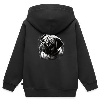Mops-schablonen-design Weiß Und Schwarz - Kinder Premium Organic Zip Hoodie - Schwarz - Hinten - AI Model Kid Male (0cm)
