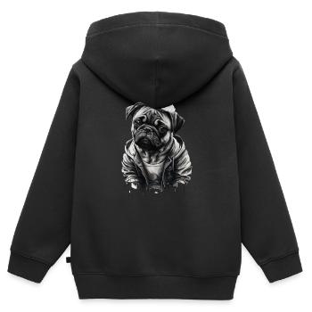 Mops-schablonen-design Weiß Und Schwarz - Kinder Premium Organic Zip Hoodie - Schwarz - Hinten - AI Model Kid Male (0cm)