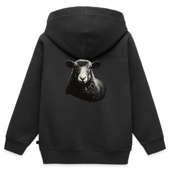 Schaf Schablone Art.-nr - Kinder Premium Organic Zip Hoodie - Schwarz - Hinten - AI Model Kid Male (0cm)