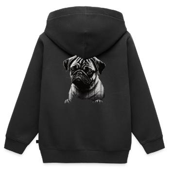 Mops-schablonen-design Weiß Und Schwarz - Kinder Premium Organic Zip Hoodie - Schwarz - Hinten - AI Model Kid Male (0cm)