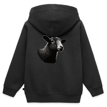 Schaf Schablone Art.-nr - Kinder Premium Organic Zip Hoodie - Schwarz - Hinten - AI Model Kid Male (0cm)